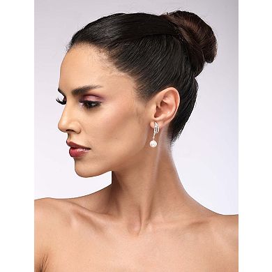 AGP PARIS Curved Pavé Pearl Drop Earrings
