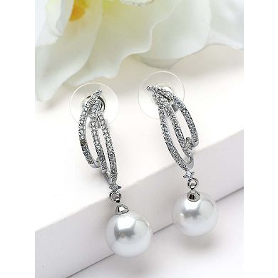 AGP PARIS Curved Pavé Pearl Drop Earrings