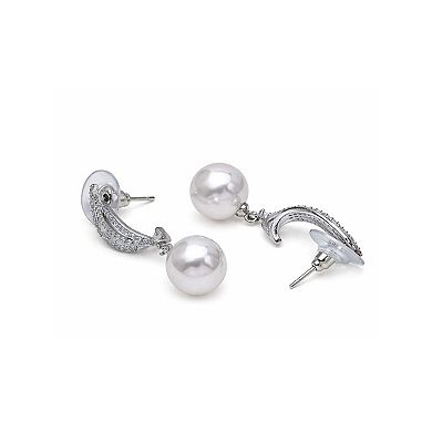 AGP PARIS Curved Pavé Pearl Drop Earrings