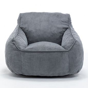 GOODSILO Large Comfort Corduroy Bean Bag Sofa Chair with Armrests for Adults