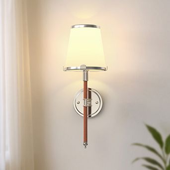 18.4 in Rechargeable Wall Sconce 2 Pack Polished Chrome Cloth Shade Smart Remote RGBCW Dimmable