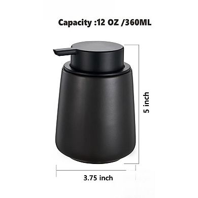 KSIZUIS 2-Pack 12 oz Black Ceramic Soap Dispenser Set with Easy-Press Pumps