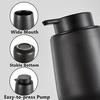KSIZUIS 2-Pack 12 oz Black Ceramic Soap Dispenser Set with Easy-Press Pumps