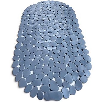 KSIZUIS Oval Non-Slip Bathtub Mat-27"x14"Gray Vinyl,Machine-Washable with Superior Grip&Drainage