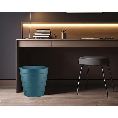 KSIZUIS 1.3 Gallon Plastic Trash Can-3-Pack Blue Round Wastebaskets for Bathroom, Bedroom&Office