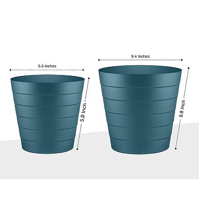 KSIZUIS 1.3 Gallon Plastic Trash Can-3-Pack Blue Round Wastebaskets for Bathroom, Bedroom&Office