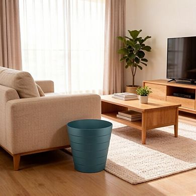 KSIZUIS 1.3 Gallon Plastic Trash Can-3-Pack Blue Round Wastebaskets for Bathroom, Bedroom&Office