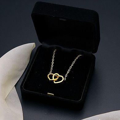 Interlocking Heart Pendant Necklace Minimalist Double Heart Chain Jewelry