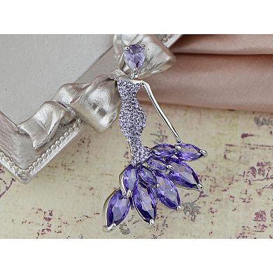 Womens Rhinestones Mermaid Design Brooch Pin