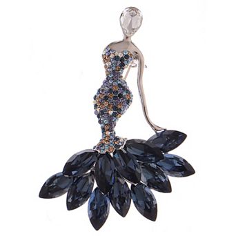 Womens Rhinestones Mermaid Design Brooch Pin