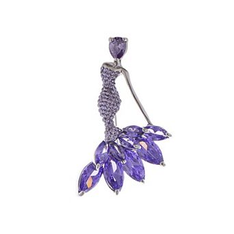 Womens Rhinestones Mermaid Design Brooch Pin