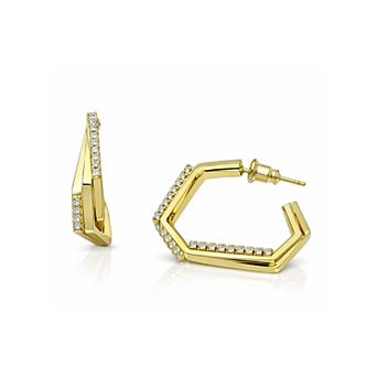 AGP PARIS Angular Pavé Hoop Earrings