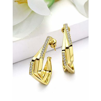 AGP PARIS Angular Pavé Hoop Earrings