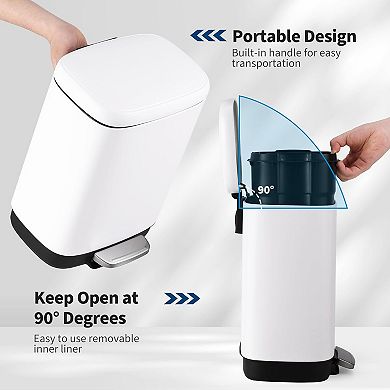 Smudge Resistant Rectangular Trash Can 12L