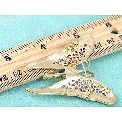 Womens Golden Tone Multicolored Rhinestones Pastel Spring Butterfly Brooch Pin