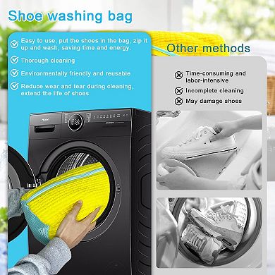 Shoe Washing Machine Bag, 2-Pack Laundry Shoe Bag for Washer and Dryer, Reusable Shoe Cleaning Bag