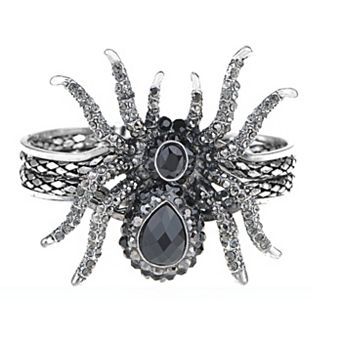 Women's Spider Bangle Bracelet With Double Rhinestones