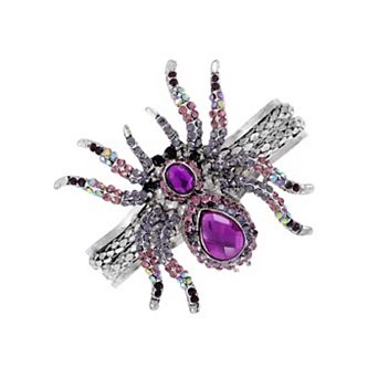 Women's Spider Bangle Bracelet With Double Rhinestones