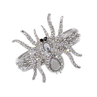 Women's Spider Bangle Bracelet With Double Rhinestones