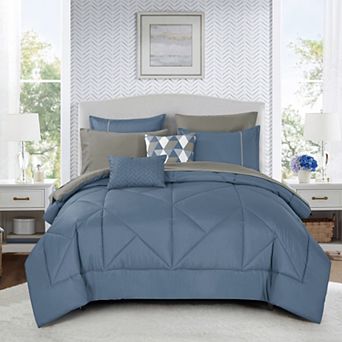 Slate Blue and Grey Comforter Set with Sheets