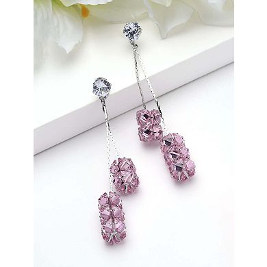 AGP PARIS Crystal Ribbon Tassel Drop Earrings