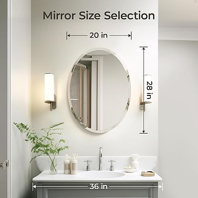 KSIZUIS 20"x28" Oval Frameless Beveled Mirror - Modern Decorative for Bathroom & Vanity
