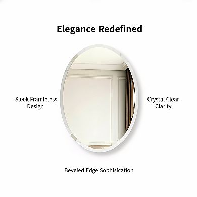 KSIZUIS 20"x28" Oval Frameless Beveled Mirror - Modern Decorative for Bathroom & Vanity