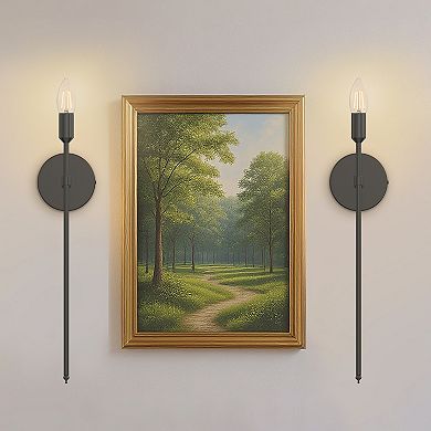 23in Rechargeable Wall Sconce 2 Pack Gold Remote Touch Control Dimmable Timer 8000mAh