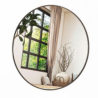KSIZUIS 30"Black Round Metal Frame Mirror-Wall-Mounted for Bathroom, Vanity & Entryway