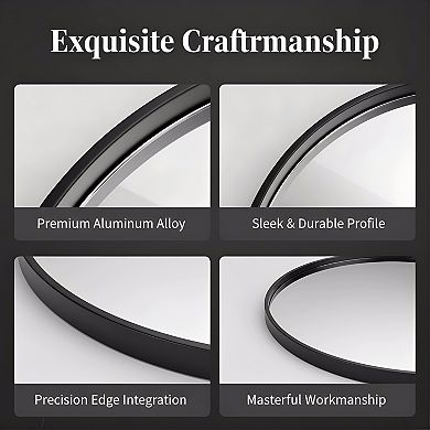 KSIZUIS 30"Black Round Metal Frame Mirror-Wall-Mounted for Bathroom, Vanity & Entryway