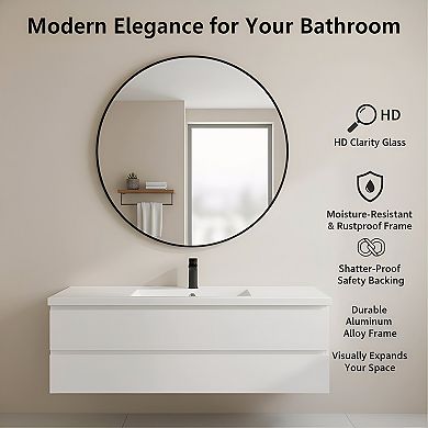 KSIZUIS 30"Black Round Metal Frame Mirror-Wall-Mounted for Bathroom, Vanity & Entryway
