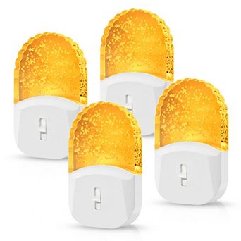 0.5W Integrated LED Plug In Acrylic Night Light Amber 2000K Dimmable Light White Housing 4 Pack