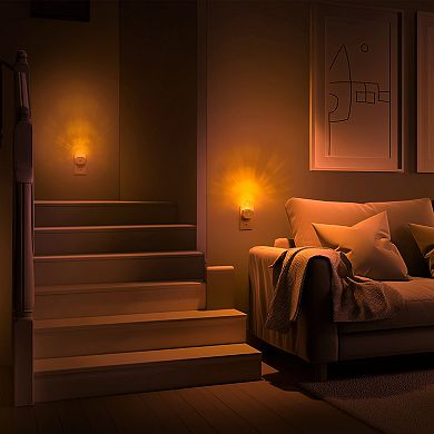 0.5W Integrated LED Plug In Acrylic Night Light Amber 2000K Dimmable Light White Housing 4 Pack