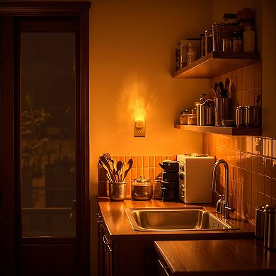 0.5W Integrated LED Plug In Acrylic Night Light Amber 2000K Dimmable Light White Housing 4 Pack