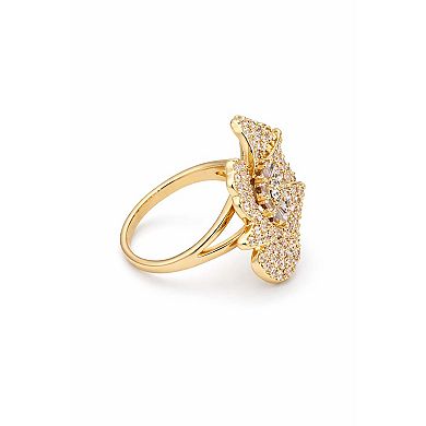 AGP PARIS Pavé Floral Statement Ring - Free Size