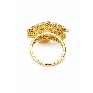 AGP PARIS Pavé Floral Statement Ring - Free Size