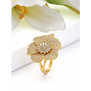 AGP PARIS Pavé Floral Statement Ring - Free Size