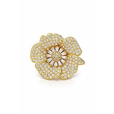 AGP PARIS Pavé Floral Statement Ring - Free Size