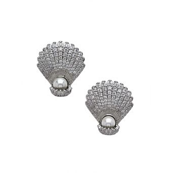 AGP PARIS Shell Pearl Statement Stud Earrings