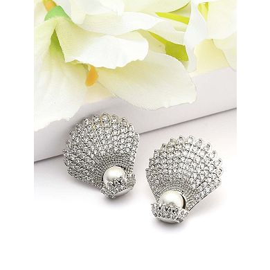 AGP PARIS Shell Pearl Statement Stud Earrings