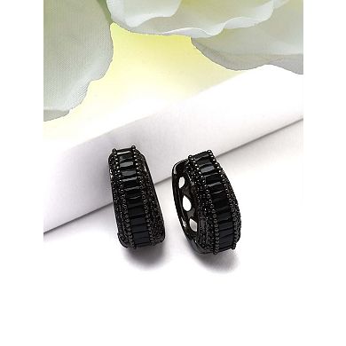 AGP PARIS Baguette Pavé Hoop Earrings