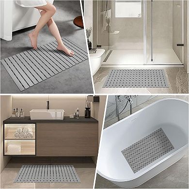 KSIZUIS Non-Slip Bathtub Mat with Suction Cups-27.5"x15.7"Soft,Eco-Friendly&Easy to Cut