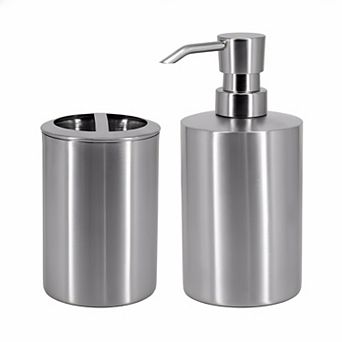 KSIZUIS Brushed Nickel Freestanding Soap & Lotion Dispenser - 15 oz Capacity