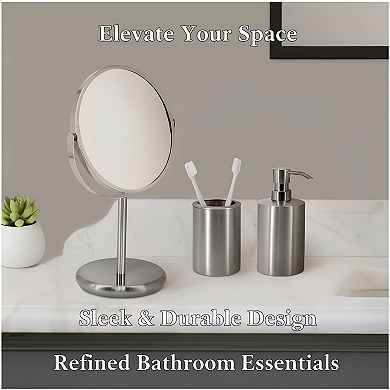 KSIZUIS Brushed Nickel Freestanding Soap & Lotion Dispenser - 15 oz Capacity