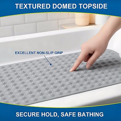 KSIZUIS Non-Slip Bathtub Mat Without Suction Cups - 39"x16" Gray Natural Rubber, Machine Washable