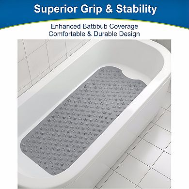 KSIZUIS Non-Slip Bathtub Mat Without Suction Cups - 39"x16" Gray Natural Rubber, Machine Washable