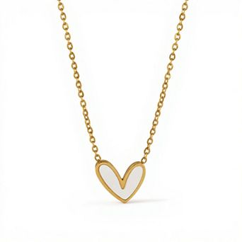 Dainty Heart Pendant Necklace with Smooth Enamel Accent and Valentine Delicate Chain