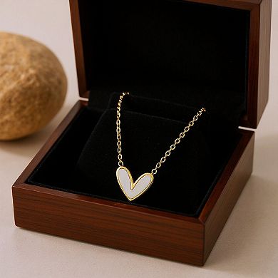 Dainty Heart Pendant Necklace with Smooth Enamel Accent and Valentine Delicate Chain