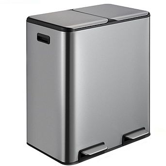60 Liter (16 Gallon) Rectangular Hands-Free Dual Compartment Recycling Kitchen Step Trash Can