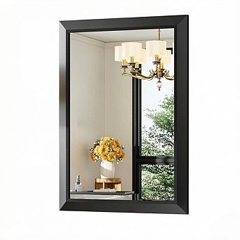 KSIZUIS 22"x30" Black Metal Framed Rectangle Mirror - HD Tempered Glass for Bathroom & Entryway